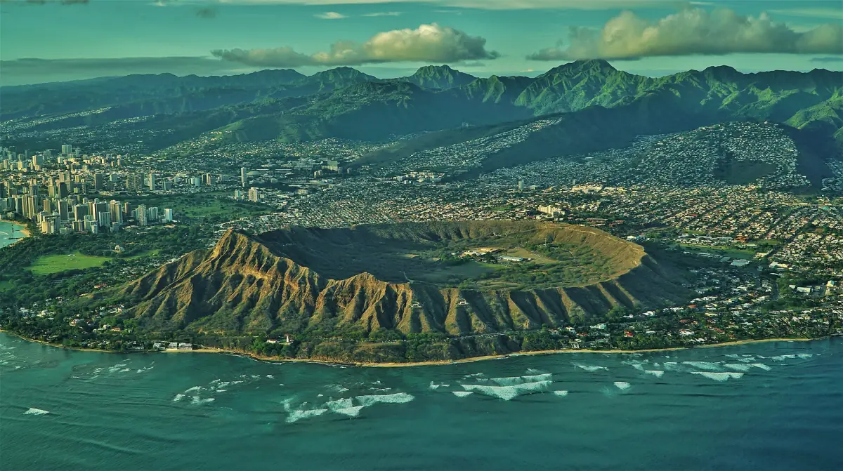 The Diamond Head crater from the air