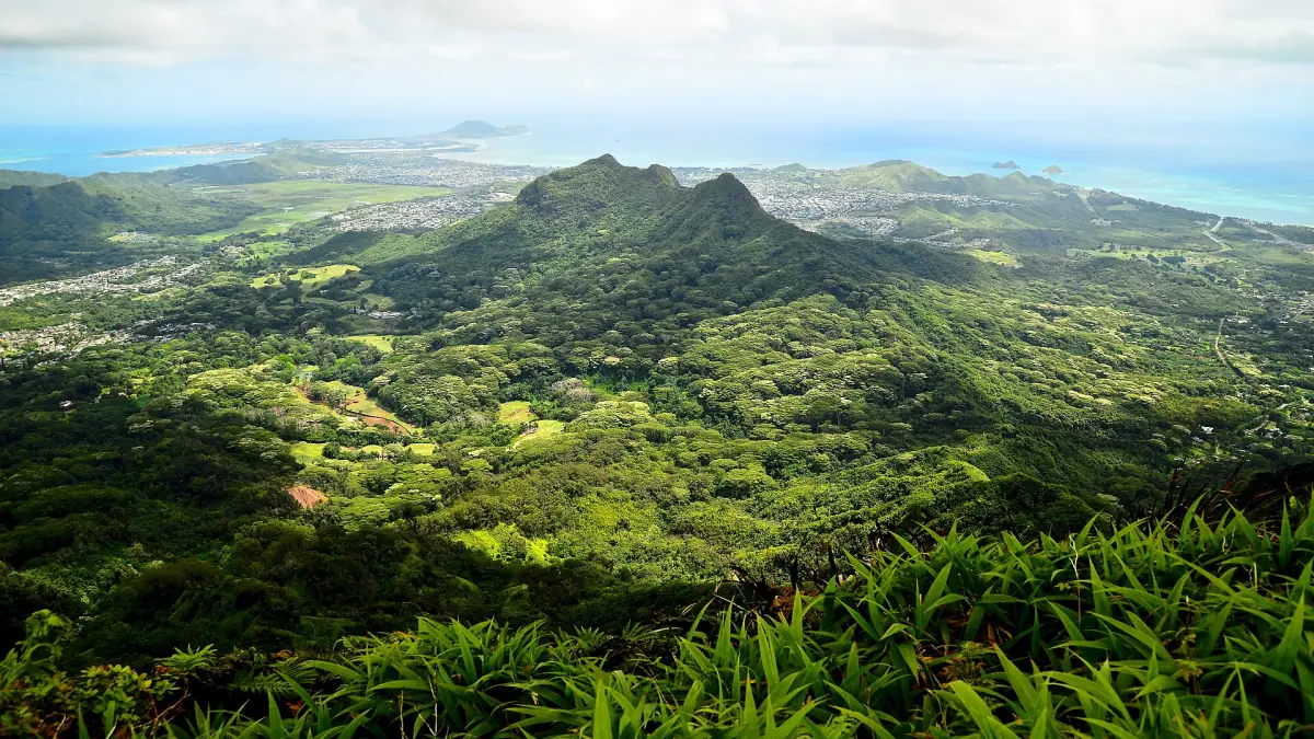 The Koʻolau mountains on the windward side