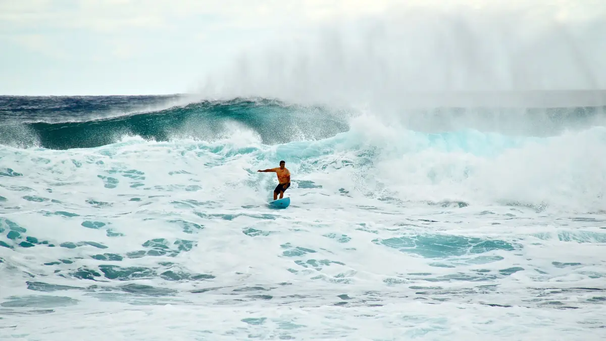 A surfer on a big North Shore wave
