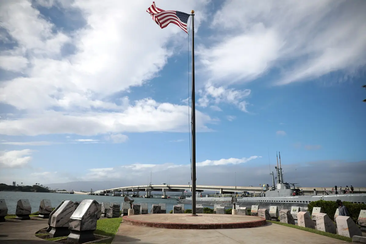 The Pearl Harbor National Memorial on the harbour shore